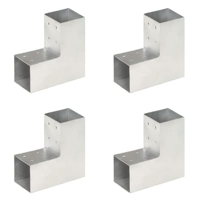 vidaXL - Paalverbindingen - 4 - st - L-vorm - 81x81 - mm - gegalvaniseerd - metaal