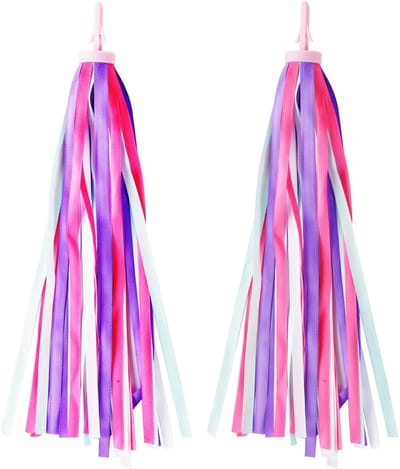 Fietsstuurfranjes voor Kinderfietsen - Paars en Roze Satijnen Decoratie