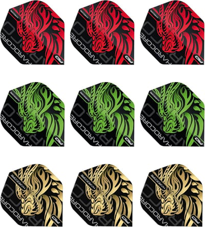 Dartflights Set - 3 Bundels Assortiment Hardcore Vluchten (9 Stuks)