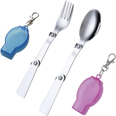 Vouwbare Bestekset met Lepel en Vork van RVS 304, Inclusief Twee Plastic Dozen voor Reizen, Kamperen en Picknicken