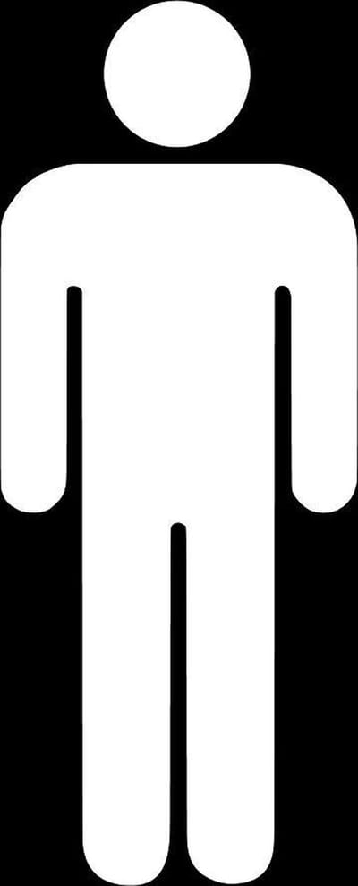 Heren toilet symbool - wit - 6 cm x 15 cm - deursticker - HEREN WC - Toiletpictogram