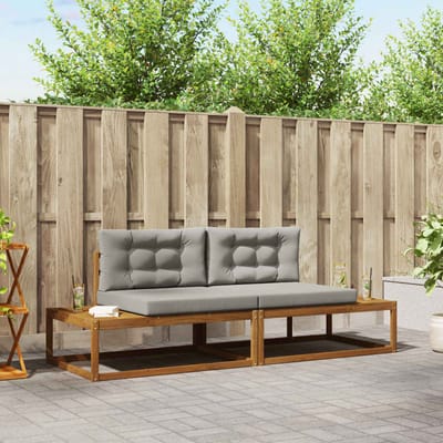 vidaXL - Buiten - bank - set - Massief - Acacia - Hout - en - Polyester