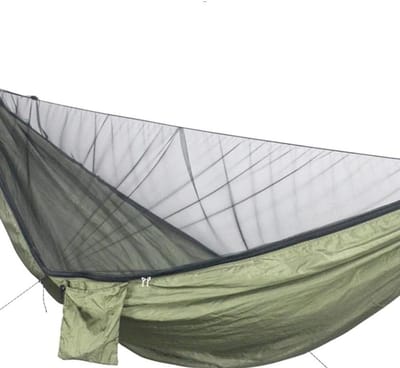 Hangmat met muggennet - Kampeerhangmat Dubbel - Outdoor Ontspanning - Tot 300kg Draagkracht - 280x135cm - Legergroen