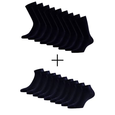 Morethansocks - Dagelijkse sokken bundel - 18-Paar (€3,00 per paar) - 9-Paar Modal sokken basis - 9-Paar Modal sneakersokken - Modal - Maat 35 t/m 46
