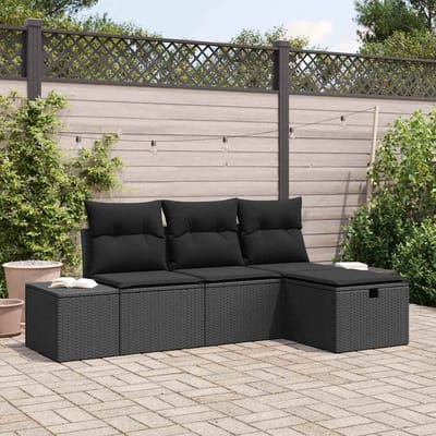 vidaXL - Bankstel - 4 - st - poly - rattan