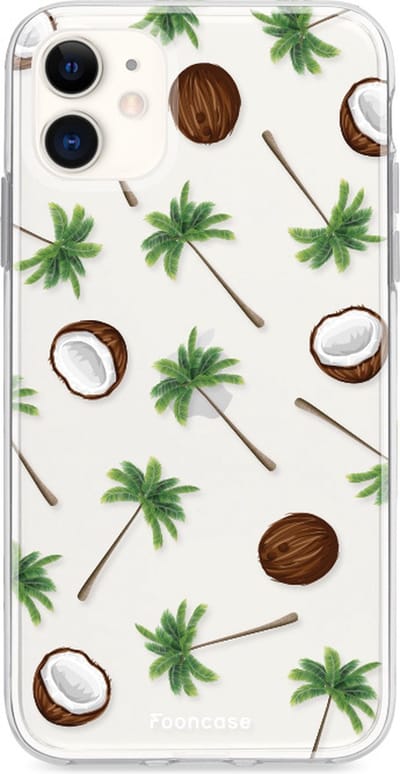 Fooncase Hoesje Geschikt voor iPhone 11 - Shockproof Case - Back Cover / Soft Case - Coco Paradise / Kokosnoot / Palmboom