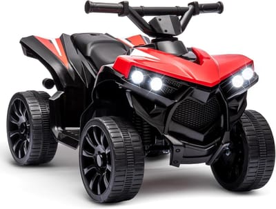 HOERFURIY-Elektrische kinderauto-Elektrische quad voor kinderen, elektrische auto voor kinderen met ledverlichting en muziek, 1,5-3 km/u, claxon, ATV voor kinderen vanaf 3 jaar, rood