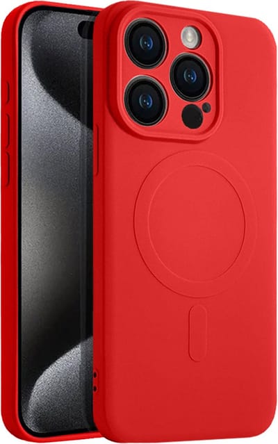 Casify Siliconen Hoesje geschikt voor MagSafe iPhone 15 Pro Hoesje - Rood