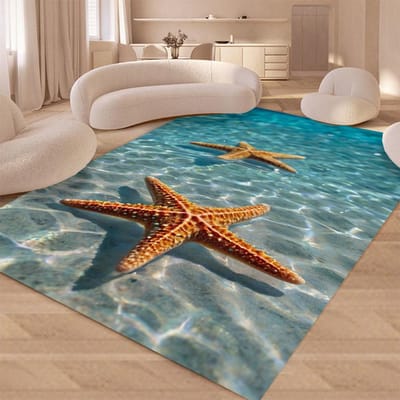 Zeester Strand Schelp Zeester Zand Tapijt Vloerkleed voor Woonkamer Slaapkamer Huis Sofa Decoratie, Kinderen Spelen Antislip Vloermat 50X80CM