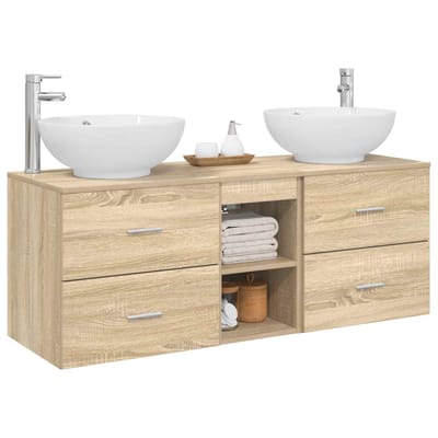 vidaXL - Badkamermeubel - Set - 3 - st - Sonoma - Eiken - 129 - x - 44,5 - x - 80 - cm