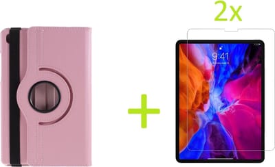 Book Cover Geschikt voor: Samsung Galaxy Tab A7 10.4 (2020) Multi Stand Case - 360 Draaibaar Tablet hoesje - Tablethoes - Roze + 2x Screenprotector