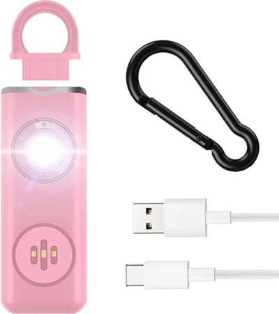 Zakalarm geüpgraded versie persoonlijk alarm sleutelhanger met stroboscoop led-flitslichtsignaal 130 dB paniekalarm zelfverdediging noodalarm voor het hele gezin roze - html content - alarm nodig .