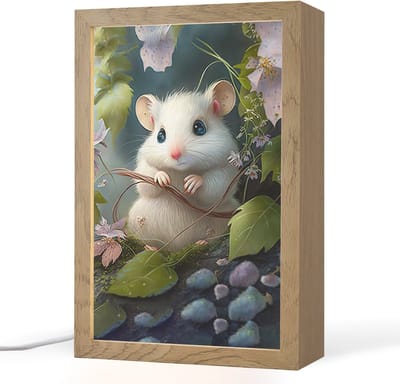 Nachtlampje 20x30 cm - Kinder lampje - Muis - Bos - Bloemen - Illustratie - Bosdieren - Tafellamp kinderkamer - Slaapkamer lamp - Bedlamp kinderen - Kinderlampje stopcontact - Wandlamp babykamer - Nachtlampjes