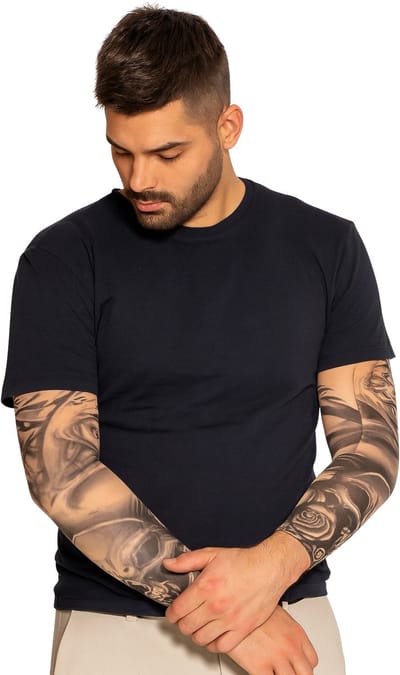 Partychimp Voordeelverpakking 12 pack Tattoo Skull Schedel Skelet Neptattoo Sleeve Halloween Carnaval Accessoires voor bij voor bij Halloween Kostuum Volwassenen Carnavalskleding Heren Carnavalskleding Dames – Zwart – 12 pack