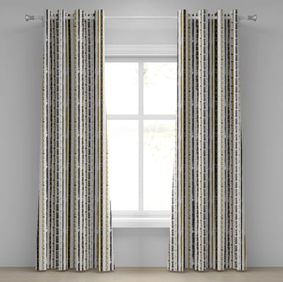 ABAKUHAUS Victoriaans oogjesgordijn, decoratieve 2-panelige raamgordijnen voor de slaapkamer en woonkamer, 280 cm x 255 cm, zwart geel