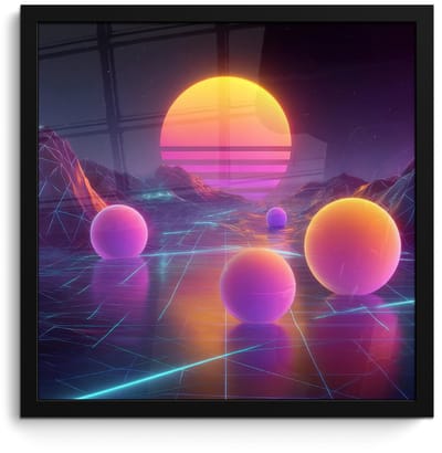 Poster in lijst - Fotolijst 40x40 cm - Posters - Landschap - Bergen - Bollen - Licht - Posterlijst zwart - Decoratie - Wanddecoratie woonkamer - Muurdecoratie slaapkamer