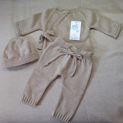 Mac Iusion Gebreid Baby Pakje 3-dlg |Overslag |Zand | 1 Maand | maat 56