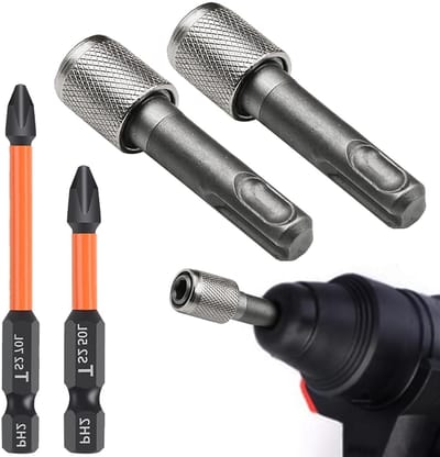 Adapter Set voor SDS Plus - 2 stuks met 6,35 mm aansluiting (1/4 inch), inclusief SDS-bithouders en diverse booraccessoires