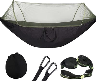 Camping Hangmat - Reishangmat Klamboe - Outdoor Ontspanning - Boomvriendelijke Riemen - 250 cm - Zwart