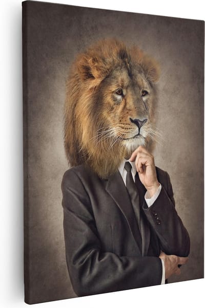 Artaza Canvas Schilderij Leeuw - 40x50 cm - Wanddecoratie Dierenkop - Muurdecoratie Kantoor - Schilderijen Op Canvas