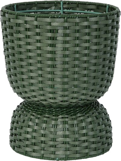 Handed By - Plantenmand - Plantenstandaard - Bloempot - Duurzaam- Handgevlochten - Handed By Twist Diabolo maat small - donker groen - hunting green