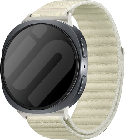 Strap-it Wave nylon bandje met klittenbandsluiting geschikt voor Samsung Galaxy Watch 9 (40/44mm) / Watch 8 (40/44mm) / 8 Classic (46mm) - sterrenlicht / starlight