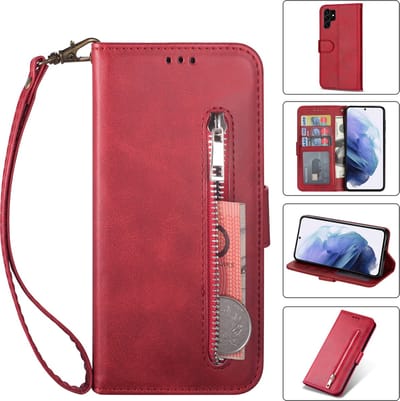 Luxe Telefoonhoesje geschikt voor Samsung Galaxy S24 Ultra | Hoogwaardig Leren Bookcase | Lederen Wallet Case | Pasjeshouder | Rood