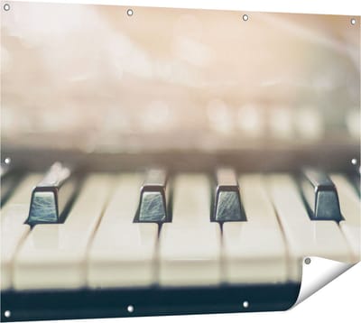 Gards Tuinposter Piano Toetsenbord - 120x90 cm - Tuindoek - Tuindecoratie - Wanddecoratie buiten - Tuinschilderij