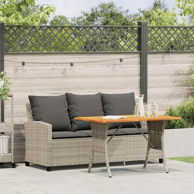 vidaXL - Tuinbank - 3-zits - met - kussens - & - tafel - poly - rattan - lichtgrijs