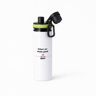 Hacebo® - omdat jij mijn lieve juf bent waterfles met draaidop groen - Juf - de liefste juf - verjaardag - cadeautje voor juf - kado - geschenk - water fles - 850ML