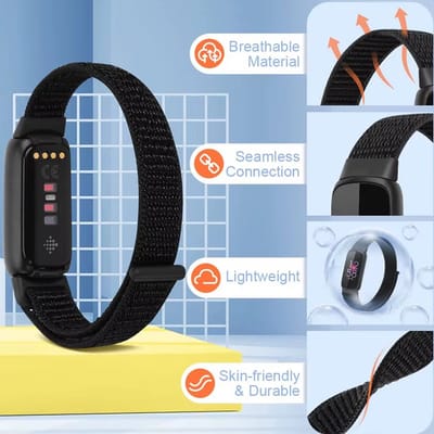 Actie4you® - Nylon Smartwatch bandje - Geschikt voor Fitbit Luxe - Nylon Bandje - Horlogeband - Polsband - Armband - Zwart
