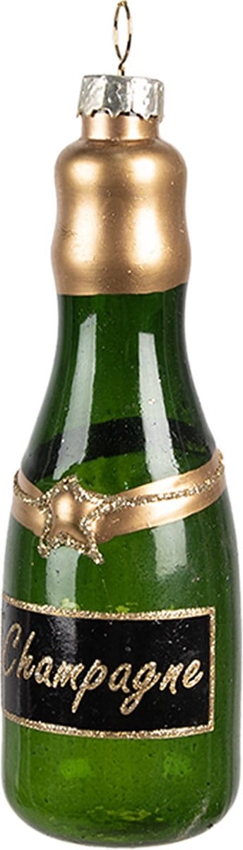 Clayre & Eef Kersthanger Fles 12 cm Groen Glas