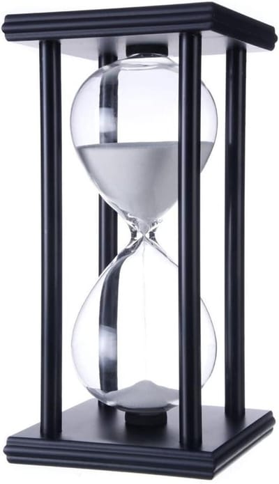 Zandloper Timer - Zandklok Decoratie - Kamer Decoratie - Houten Frame - 20.5x10x10cm - Zwart Wit