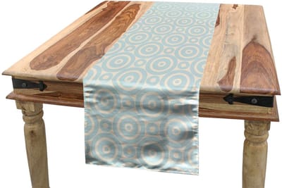 ABAKUHAUS Retro Tafelloper – Cirkeltegels – 40×225 cm – Crèmeblauw