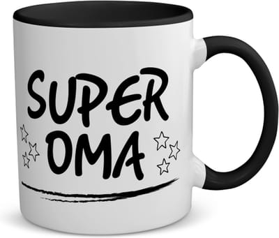 Akyol - super oma koffiemok - theemok - zwart - Oma - een oma - verjaardagscadeau - cadeau voor oma - gift - kado - 350 ML inhoud