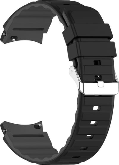 Siliconen bandje - geschikt voor Samsung Galaxy Watch 7 / Watch FE / Watch 6 / Watch 6 Classic / Watch 5 / Watch 5 Pro / Watch 4 / Watch 4 Classic - zwart-grijs