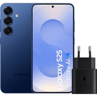 Samsung Galaxy S25 512GB Donkerblauw 5G + Samsung Oplader 25 Watt Zwart
