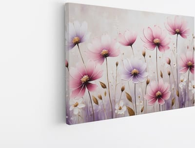 Saammp Canvas Schilderij - Roze Bloemen - Paars - Abstract - Natuur - 30x20 - Foto op canvas - Wanddecoratie - Muurdecoratie Woonkamer - Kantoor Decoratie