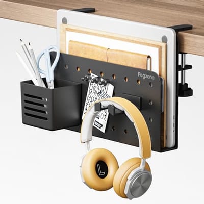 Bureau Organiser Zonder Boren - Ruimtebesparende Laptophouder met Pegboard Accessoires