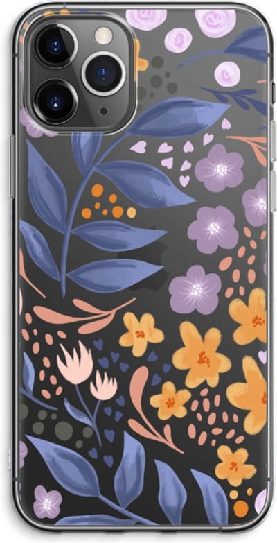 Case Company® - Hoesje geschikt voor iPhone 11 Pro Max hoesje - Flowers with blue leaves - Soft Cover Telefoonhoesje - Bescherming aan alle Kanten en Schermrand