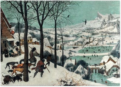 Lanzfeld Theedoek - Bruegel - Jagers in de Sneeuw - 50x70 cm - 100% Katoen - Kunst