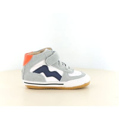 Shoesme Grijs BABY-PROOF® Schoentje - Sneakers Kinderen - Jongens - Grey Blue Orange - Suède - Maat 21