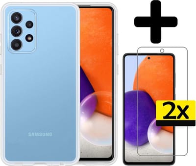 Hoesje - Met 2x Screenprotector - Geschikt voor Samsung Galaxy A72 - Sterk & Shockproof - Back Cover - Siliconen Case - Telefoon Hoes - Telefoonhoesjes - Transparant