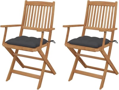 Tuinstoelen inklapbaar - Houten stoelen - Buiten zitten - Massief acaciahout - 2 stuks - Antraciet