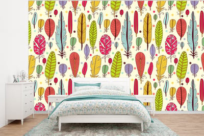 Behang - Fotobehang Patroon - Veren - Kleuren - Jongens - Kinderen - Kids - Kind - Breedte 320 cm x hoogte 240 cm