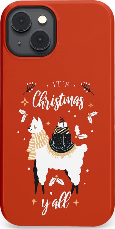 Casetastic hoesje geschikt voor Apple iPhone 14 Plus - MagSafe - Dubbellaagse bescherming - Rode Witte Kerst Lama - Fashion Case - Terracotta
