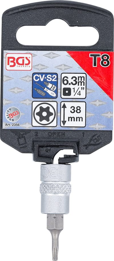 BGS Dopsleutelbit 1/4 Torx met boring T8