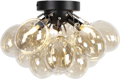 QAZQA uvas - Design Plafondlamp - 3 lichts - Ø 300 mm - Zwart Goud - Woonkamer | Slaapkamer | Keuken