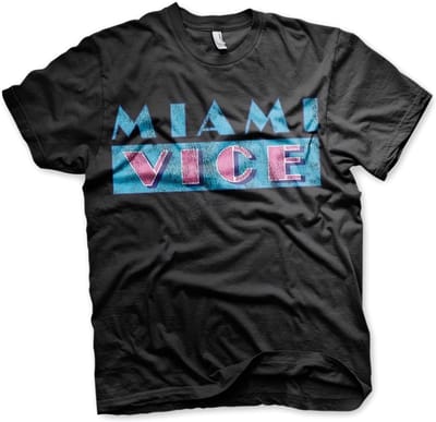 Miami Vice T-shirt met verweerd logo, zwart