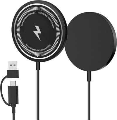 Draadloze Oplader 15W, Inductieve Oplaadstandaard voor Smartphones en AirPods, Set van 2, Compatibel met iPhone 12/13/14/15/16/17 Series en AirPods Pro